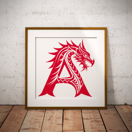 Impression Photo Dragon Styled Letter A, Dragon Alphabet, Monogram