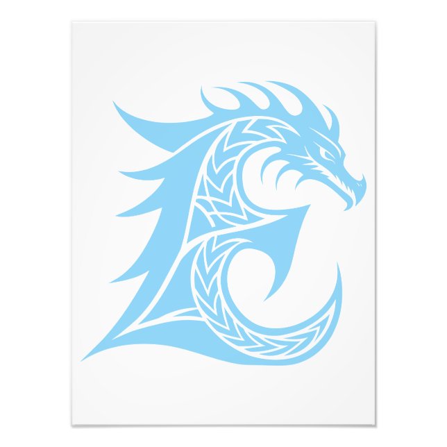 Impression Photo Dragon Styled Letter E, Dragon Alphabet, Monogram (Devant)