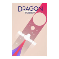 Dragon vaisseau spatial style vintage Space Art