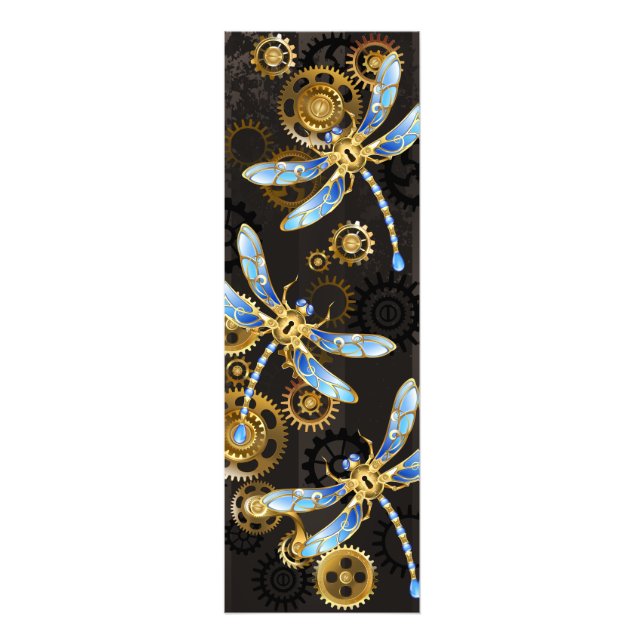 Impression Photo Dragonflies de Steampunk sur arrière - plan rayé b (Devant)