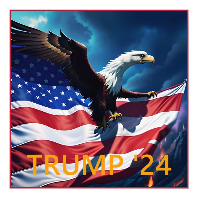 Impression Photo Drapeau américain Aigle TRUMP 2024 (Devant)