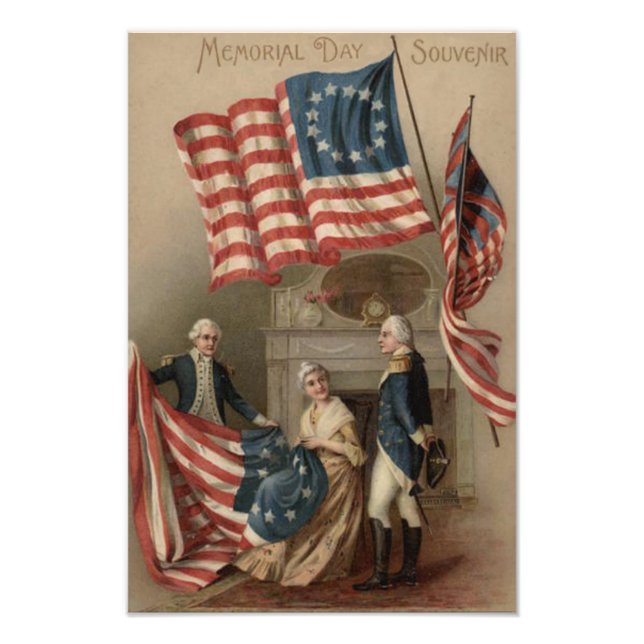 Impression Photo Drapeau américain Betsy Ross George Washington (Devant)