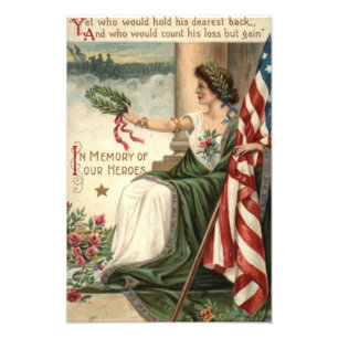 Impression Photo Drapeau américain Dame Liberté Rose Soldats