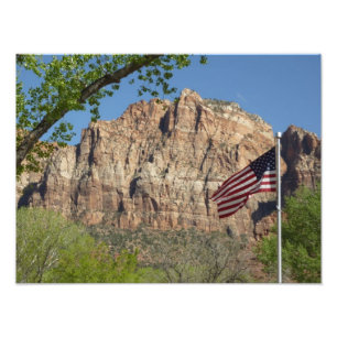 Impression Photo Drapeau américain dans le parc national de Zion I