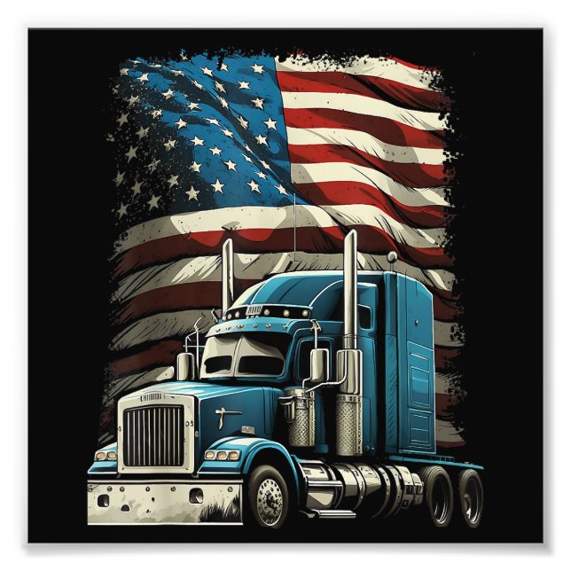 Impression Photo Drapeau américain de camionnette pour voiture patr (Devant)
