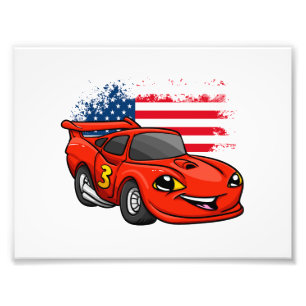 Impression Photo Drapeau américain de voiture rouge - Choisissez la
