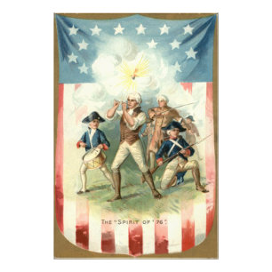 Impression Photo Drapeau américain Esprit de 76 Soldat Tambourinair