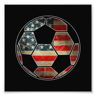 Impression Photo Drapeau américain sur balle de football - Drapeau