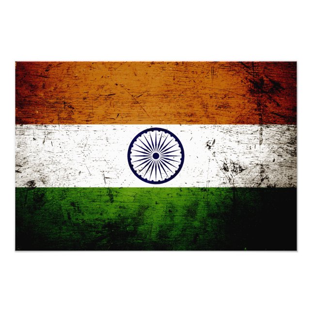 Impression Photo Drapeau Black Grunge India (Devant)