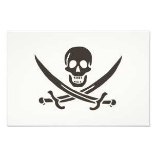 Impression Photo Drapeau de crâne obsidien Drapeau de pirate Calico