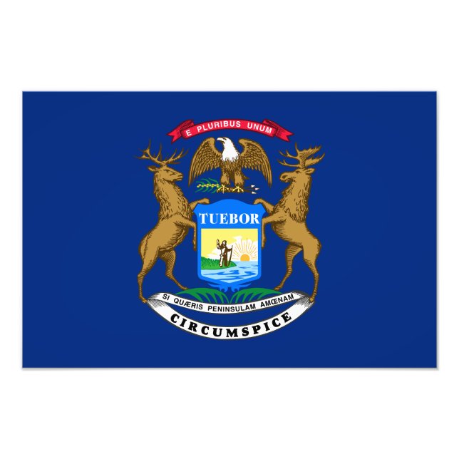Impression Photo Drapeau de l'État du Michigan (Devant)