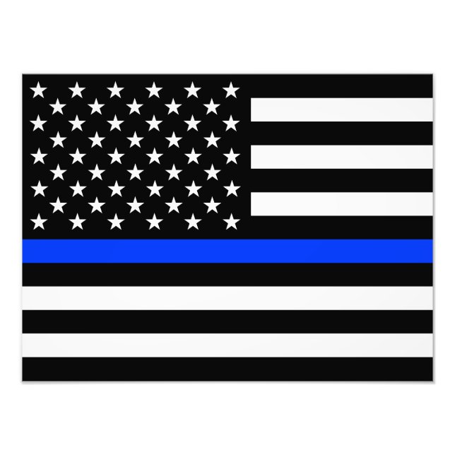 Impression Photo Drapeau de police de la ligne bleue mince (Devant)