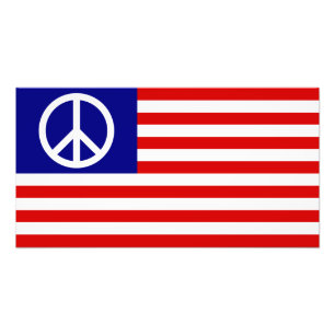 Impression Photo Drapeau de signe de paix des USA Etats-Unis