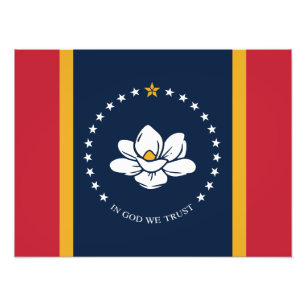 Impression Photo Drapeau du Mississippi - Nouveau drapeau Magnolia