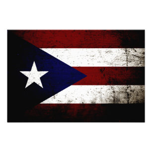 Impression Photo Drapeau grunge noir de Porto Rico