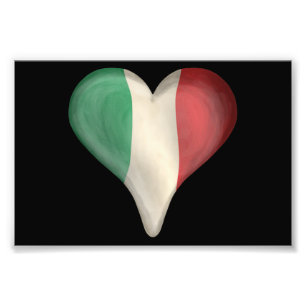 Impression Photo Drapeau italien à un coeur
