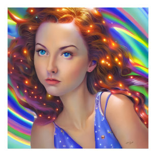 Impression Photo Dreamy Girl with Rainbow Lights