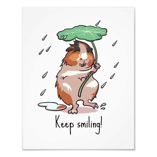 Impression Photo Drôle Guinéen Cochon Continuer à sourire Pluie Dan (Devant)