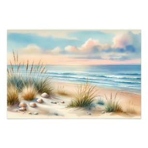 Impression Photo Dunes côtières pastel à l'aquarelle