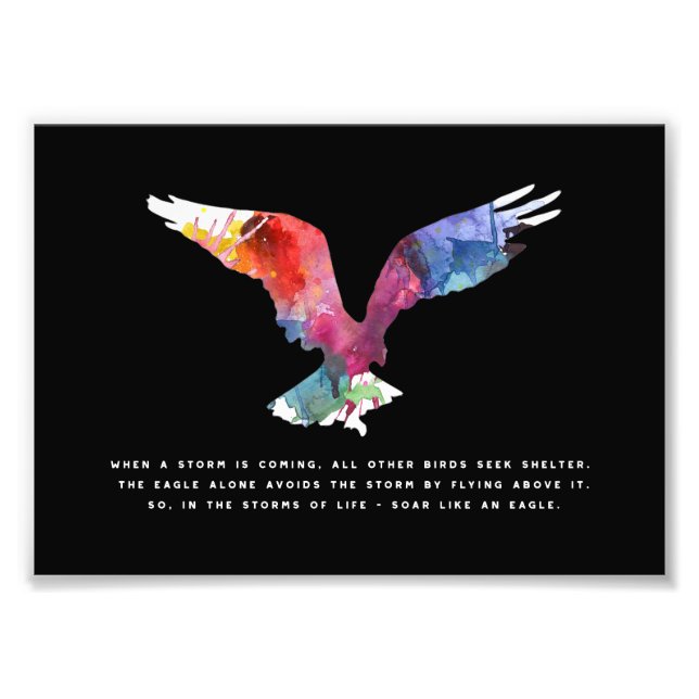 Impression Photo Eagle Flying Inspirational Citation Art (Devant)