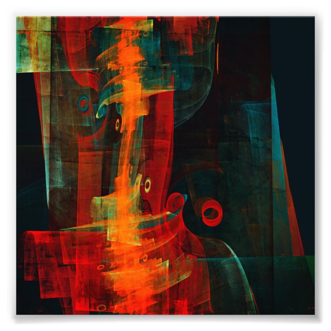 Impression Photo Eau Orange Rouge Bleu moderne Art Abstrait Motif (Devant)