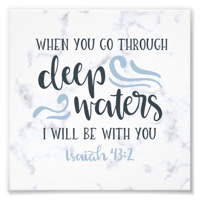 Impression Photo Eaux profondes | Encouragement Bible Verse Cadeau (Devant)