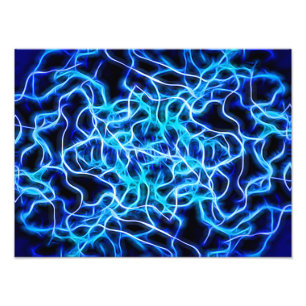 Impression Photo Éclair électrique néon bleu Tesla Coil