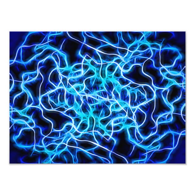 Impression Photo Éclair électrique néon bleu Tesla Coil (Devant)
