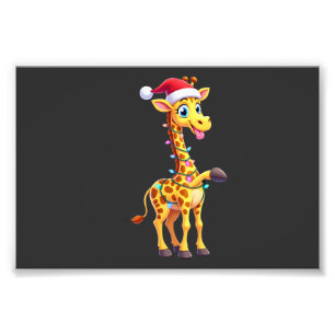 Impression Photo Éclairage de Noël de girafe Noël drôle girafe de N