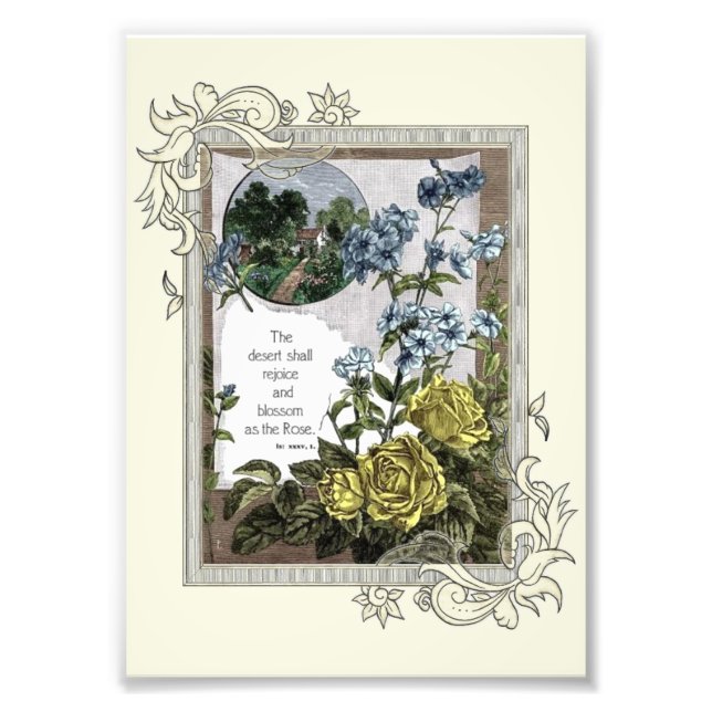 Impression Photo Écriture biblique vintage avec Roses (Devant)