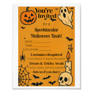 Impression Photo Éffrayant Invitation Halloween Bash Fantômes et
