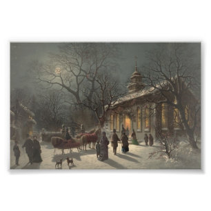 Impression Photo Église le réveillon de Noël