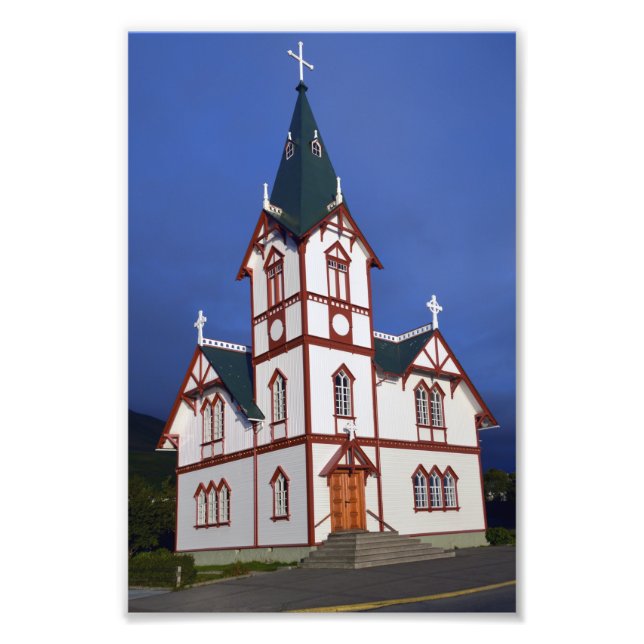 Impression Photo Eglise luthérienne Husavik, Islande. (Devant)
