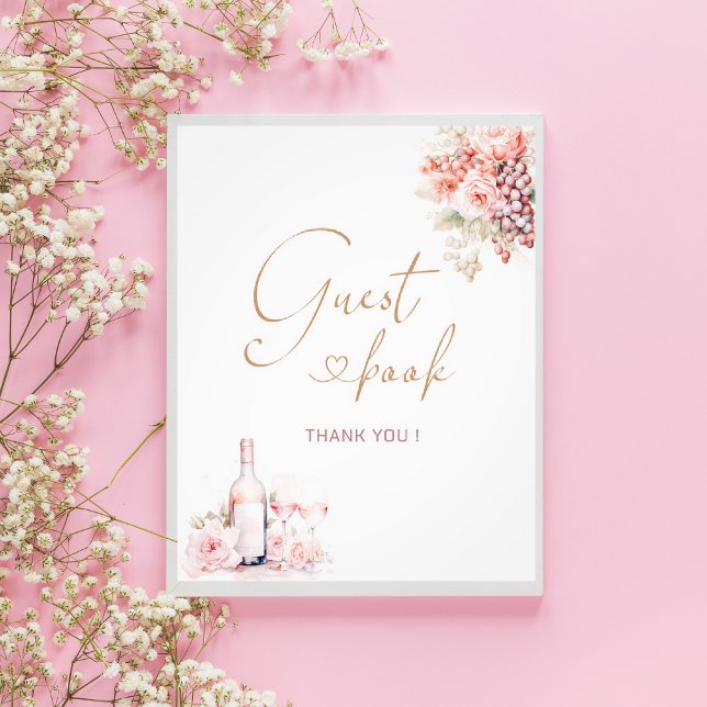 Impression Photo Élégant Aquarelle Pétales et Prosecco Pink floral (Créateur téléchargé)