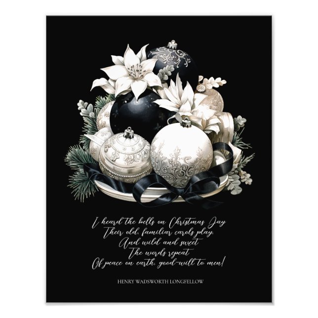 Impression Photo Élégant décor de poème de Noël beige noir (Devant)