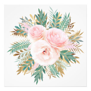 Impression Photo Elégant rose rose rose rose rose rose Feuilles d'o