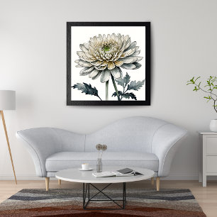 Impression Photo Elégante aquarelle blanche Chrysanthème