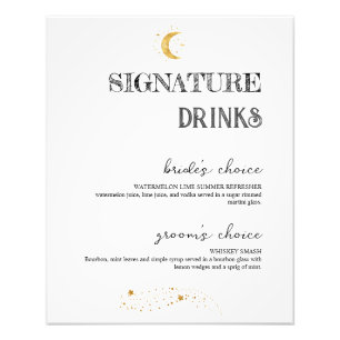 Impression Photo Élégante signature blanche Boissons Mariage Bar Po