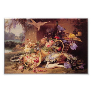 Impression Photo Elégante vie morte avec fleurs par Eugene Bidau