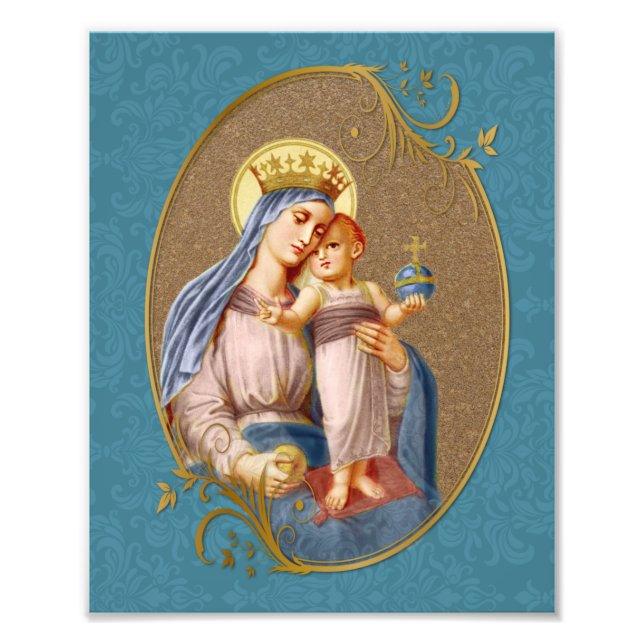 Impression Photo Élégante Vierge Marie Bébé Jésus Religieux Catholi (Devant)