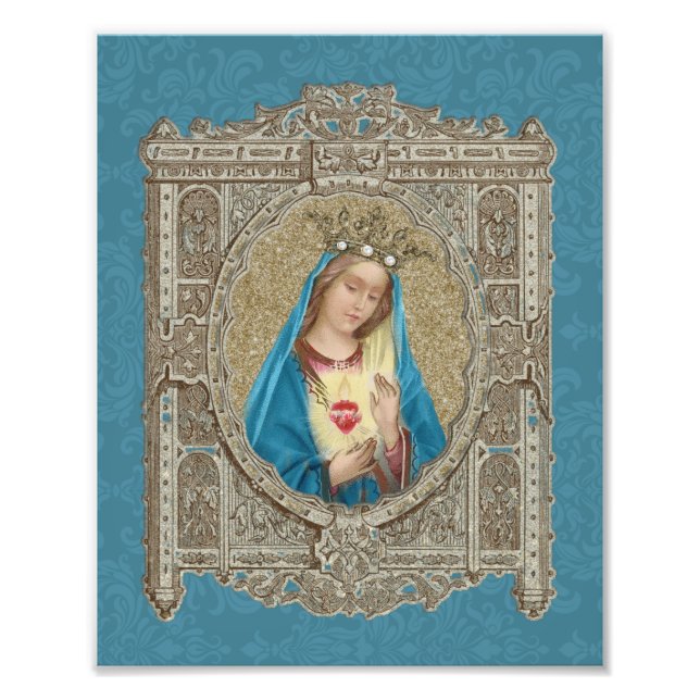 Impression Photo Élégante Vierge Marie Immaculée Coeur Religieux (Devant)