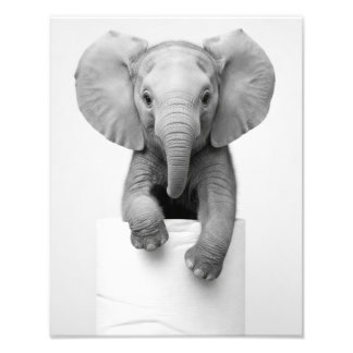 Impression Photo Éléphant de bébé minimaliste regardant par-dessus