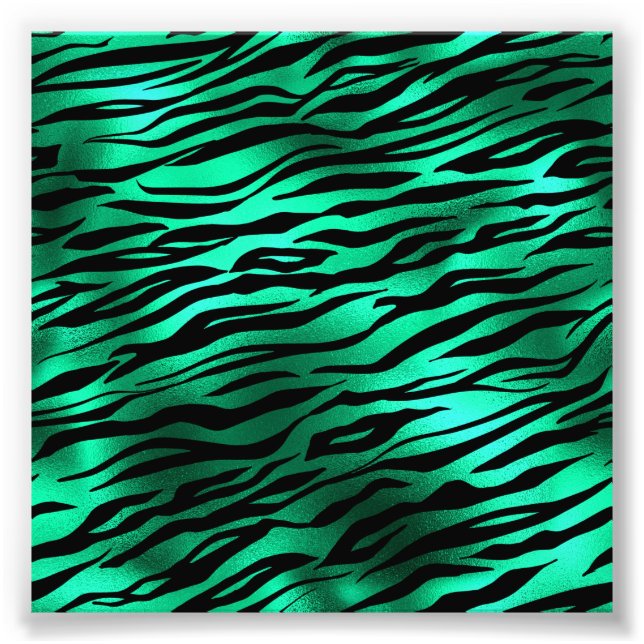 Impression Photo Émeraude Vert Tigre Noir Bande d'animal sauvage (Devant)
