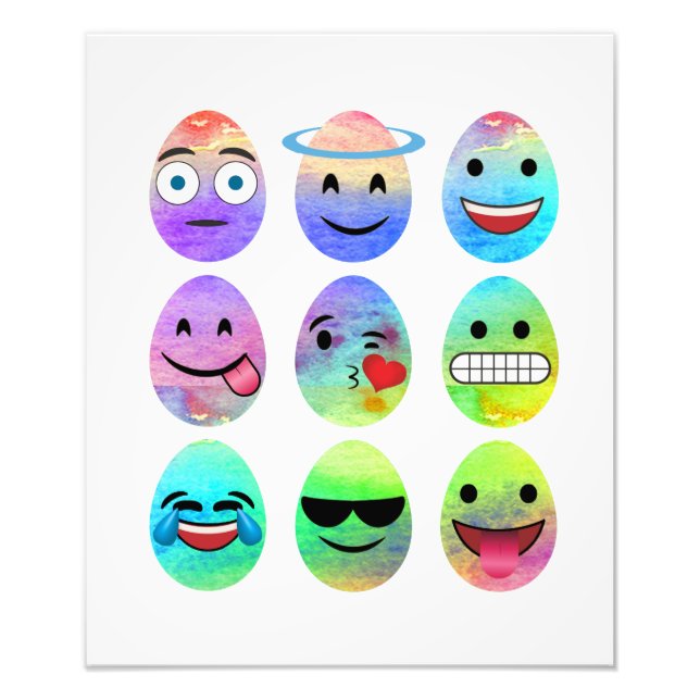 Impression Photo Emojis Drôle, Oeufs Emoji Pâques, Oeufs Emoticon (Devant)
