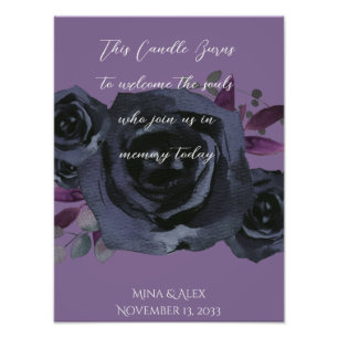 Impression Photo En Mémoire Aquarelle Noir Rose Moderne Goth