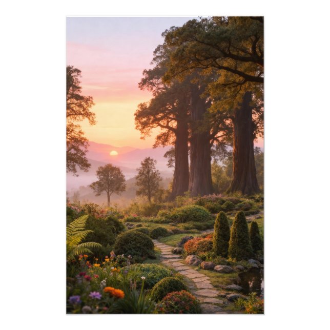 Impression Photo Enchanted Garden at Dawn Majestic Trees (Devant)