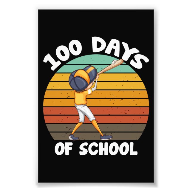 Impression Photo Enfants 100 Jours D'Écoles Garçons 100E Jour Baseb (Devant)
