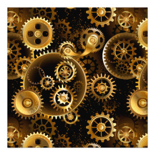 Impression Photo Engrenages en laiton Steampunk sans couture