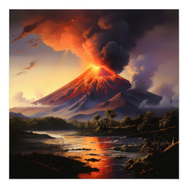 Impression Photo Éruption du volcan (Devant)