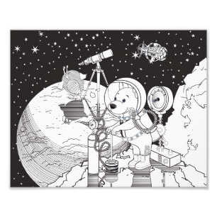 Impression Photo Espace de coloration avec un chiot astronaute